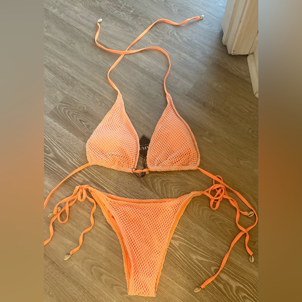 Orange Mesh Bikini Set